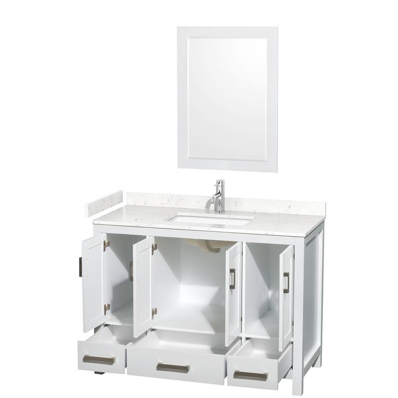 Sheffield Single Bathroom Vanity Set, Cultured Top, 24-Inch Mirror