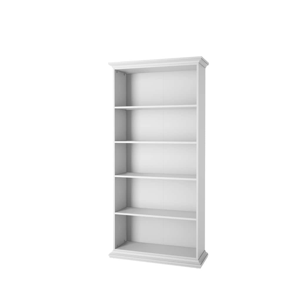 Porch & Den Virginia White Tall Wide 5-shelf Bookcase