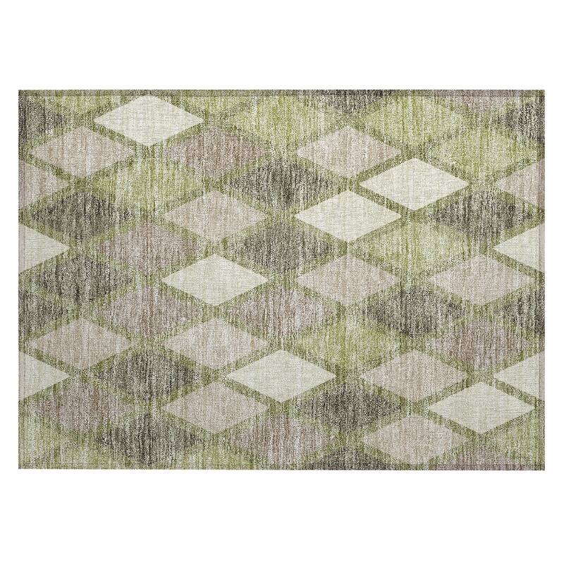 Machine Washable Indoor/ Outdoor Chantille Diamond Prism Rug