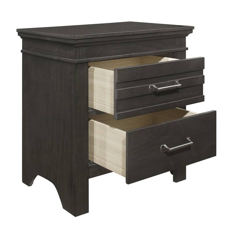 Transitional Bedroom 1pc Nightstand of Center Glides Drawers Bed Side Table Wooden Furniture - Charcoal Grey