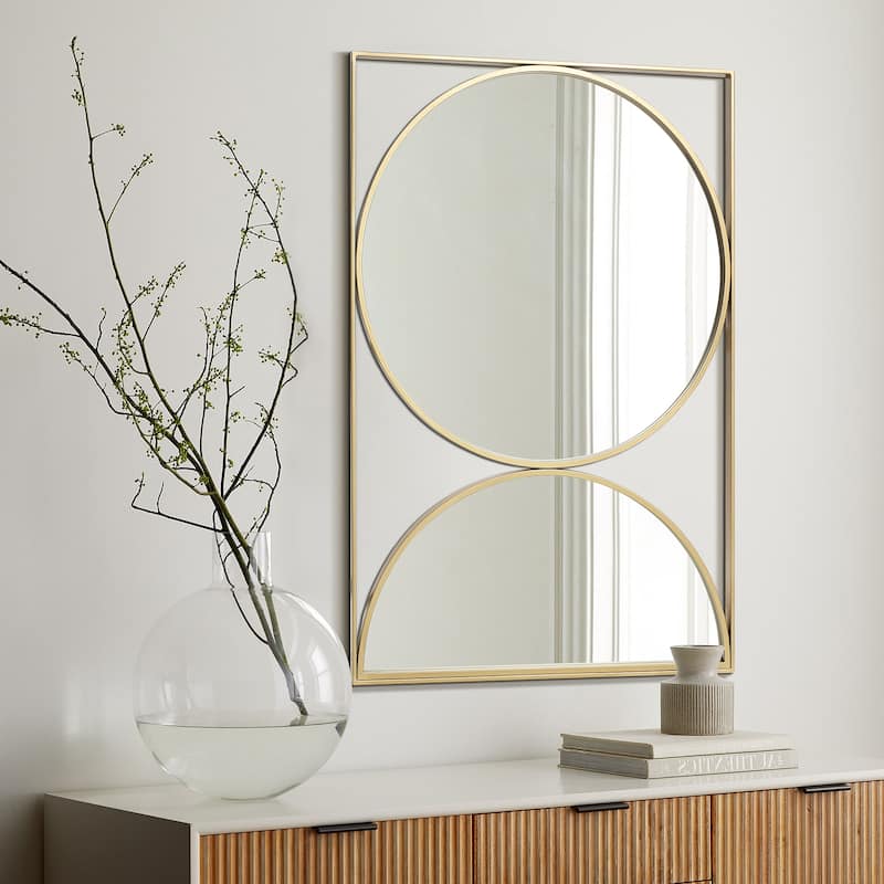 Gold Hourglass Frame Metal Modern Accent Wall Mirror - 35.98" H x 24" W x 0.98" D