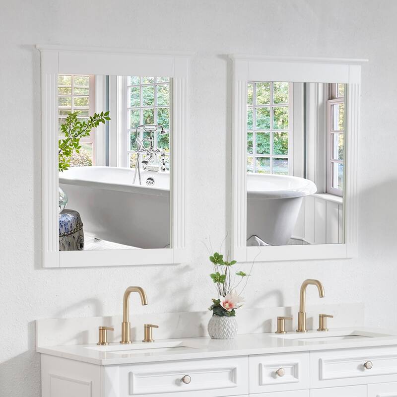 Morern 33"H x 26''W Wall-Mounted Rectangle Solid Wood Frame Mirror (Set of 2)