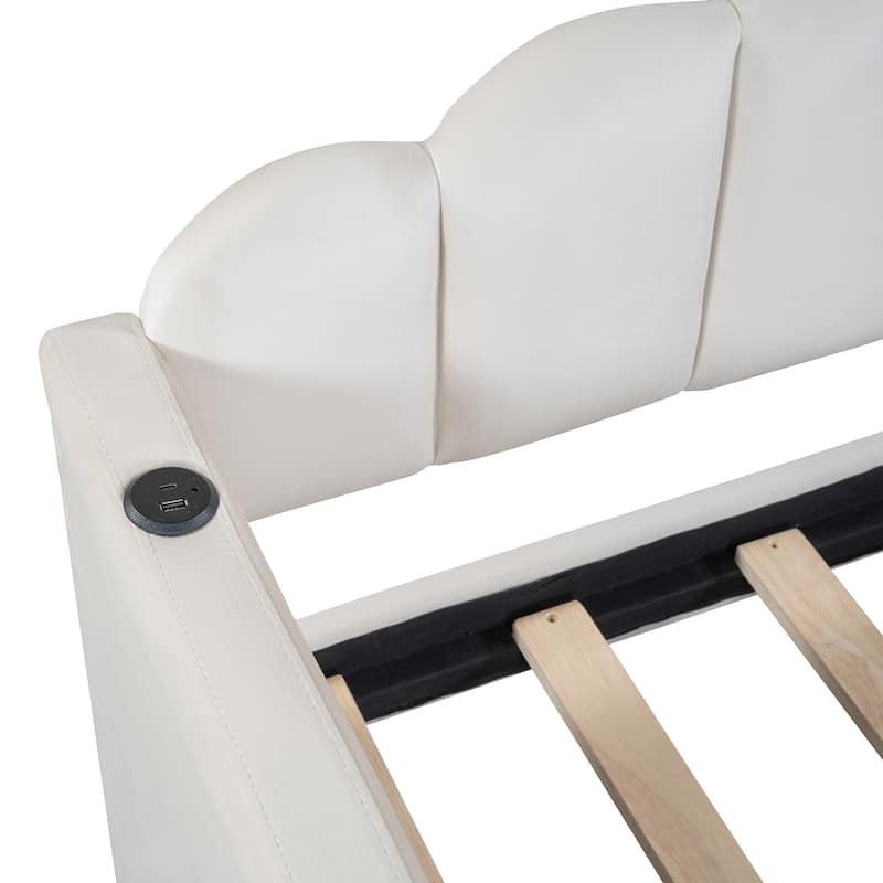 Modern Twin Daybed with Storage Drawers and USB Ports, Velvet Upholstered Frame