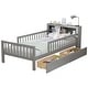 preview thumbnail 16 of 14, Twin Size Platform Bed with Headboard Storage Rack, 2 Drawers, 3-Side Guardrails