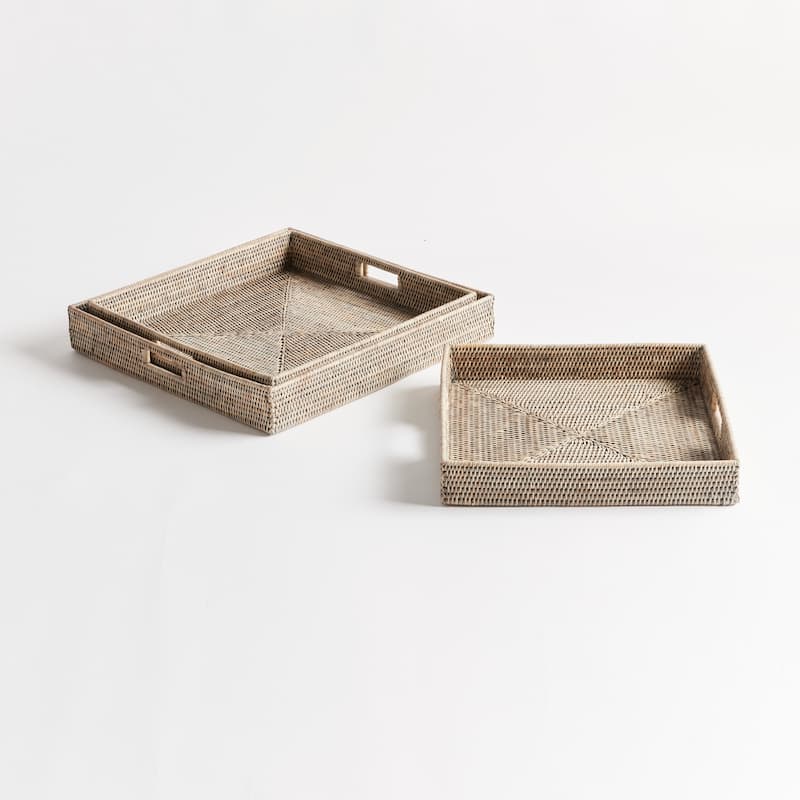 Burma Rattan Square Ottoman Trays