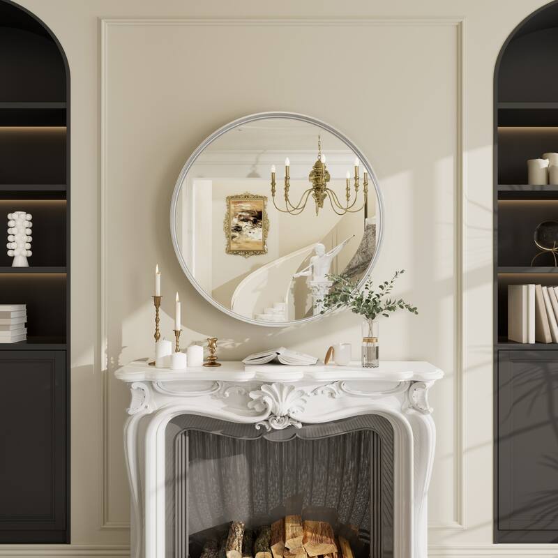 Round Tempered Glass and Metal Framed French Cleat Mounted Wall Bathroom / Vanity Mirror
