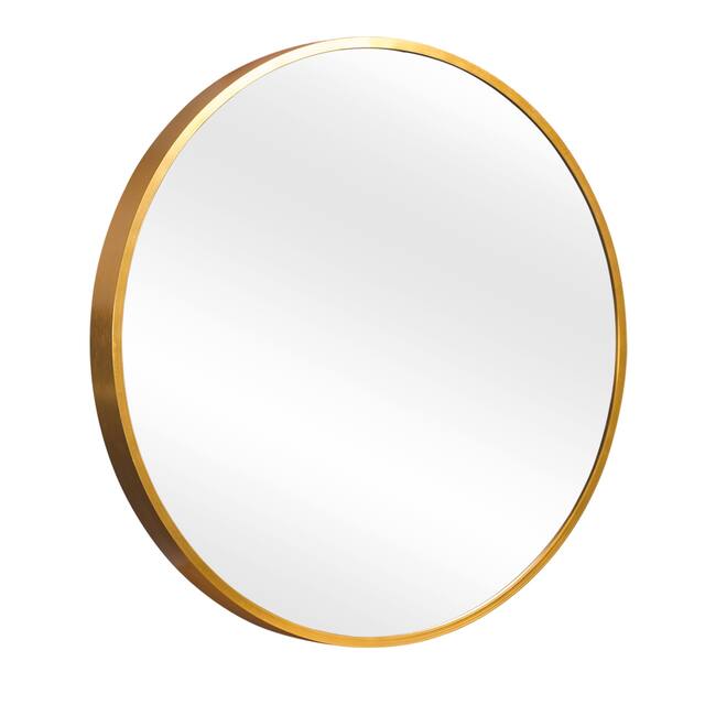 Neutypechic Modern Thin Frame Wall-Mounted Vanity Round Mirror