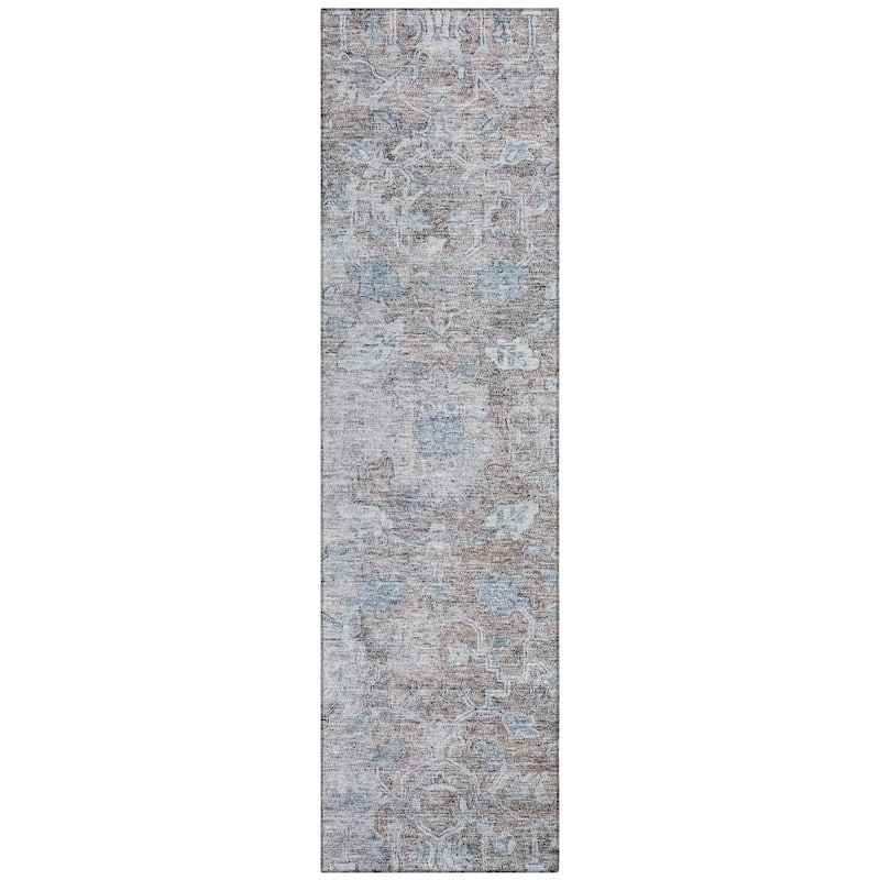 Machine Washable Indoor/ Outdoor Chantille Distressed Traditional Rug