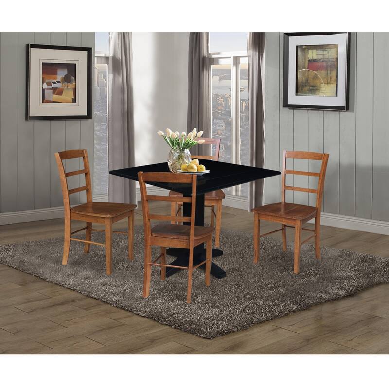 36" Solid Wood Square Dual Drop Leaf Dining Table with Dining Chairs