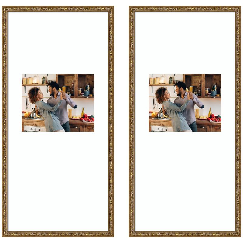 Kate and Laurel Belvedere Bronze Photo Frame Set - 14x30 matted to 8x10 - Bronze