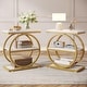 preview thumbnail 30 of 29, 3 Tiers End Table, Wood Side Table for Living Room, Slim Nightstand 2 Pcs - White & Gold