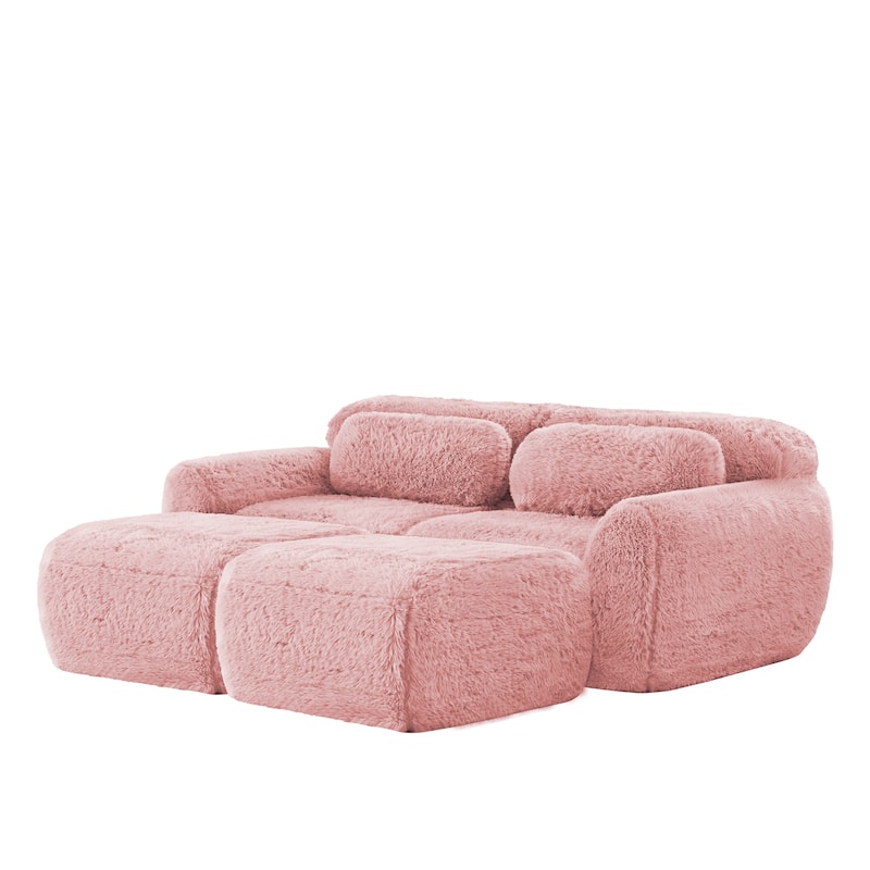 Roomfitters 80" Soft Plush Boneless Sofa with Chaise, No Assembly 32D Sponge Couch