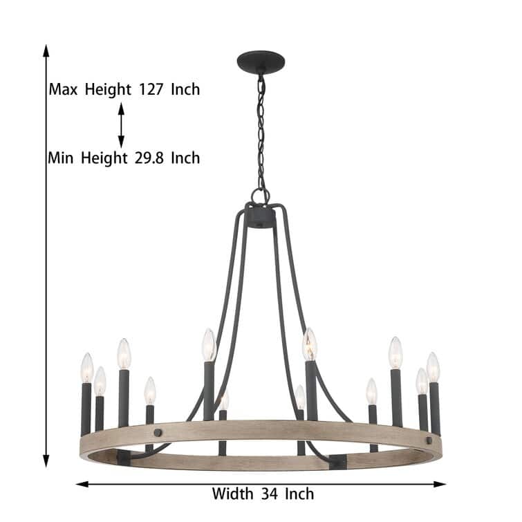 Acroma 12-light Acroma 12-light 34In Farmhouse Modern Wagon Wheel Chandelier - N/A