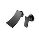 preview thumbnail 10 of 13, Modern Wall-Mounted Waterfall Bathroom Faucet with Wide Arc Spout Matte Black