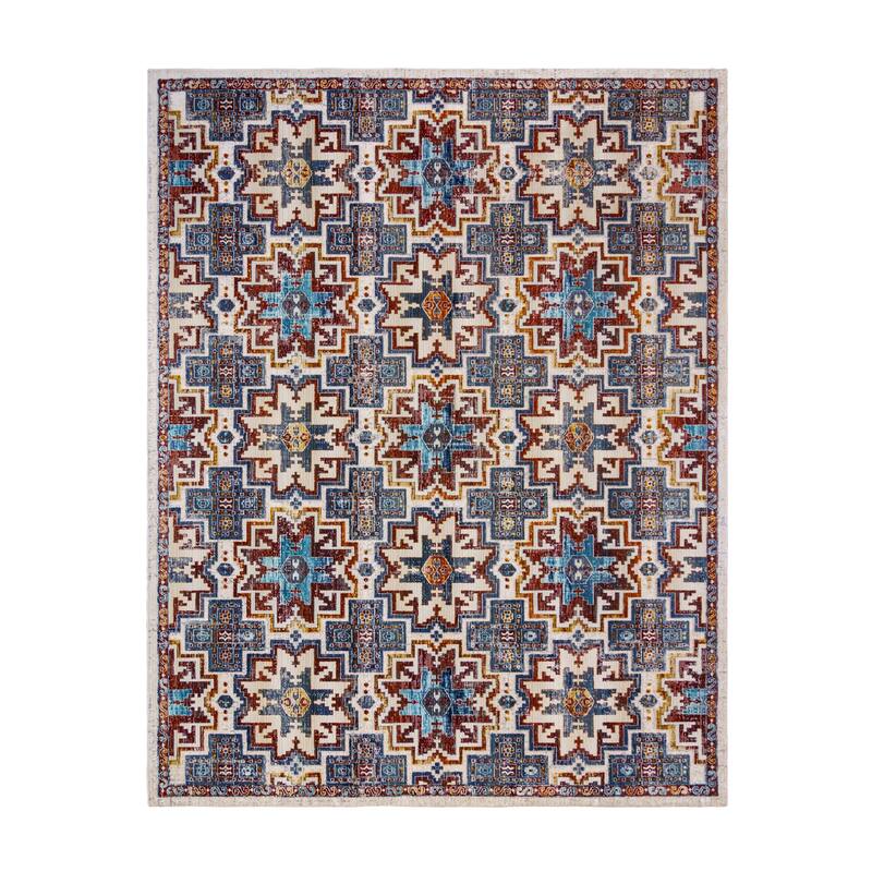 Gertmenian Reyes Corda Southwestern Geometric Grey/Rust/Teal Medallion Area Rug
