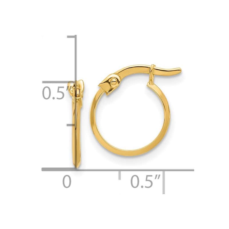 Curata 14k Yellow Gold Polished Knife Edge Hoop Earrings - 13.8x11.5mm
