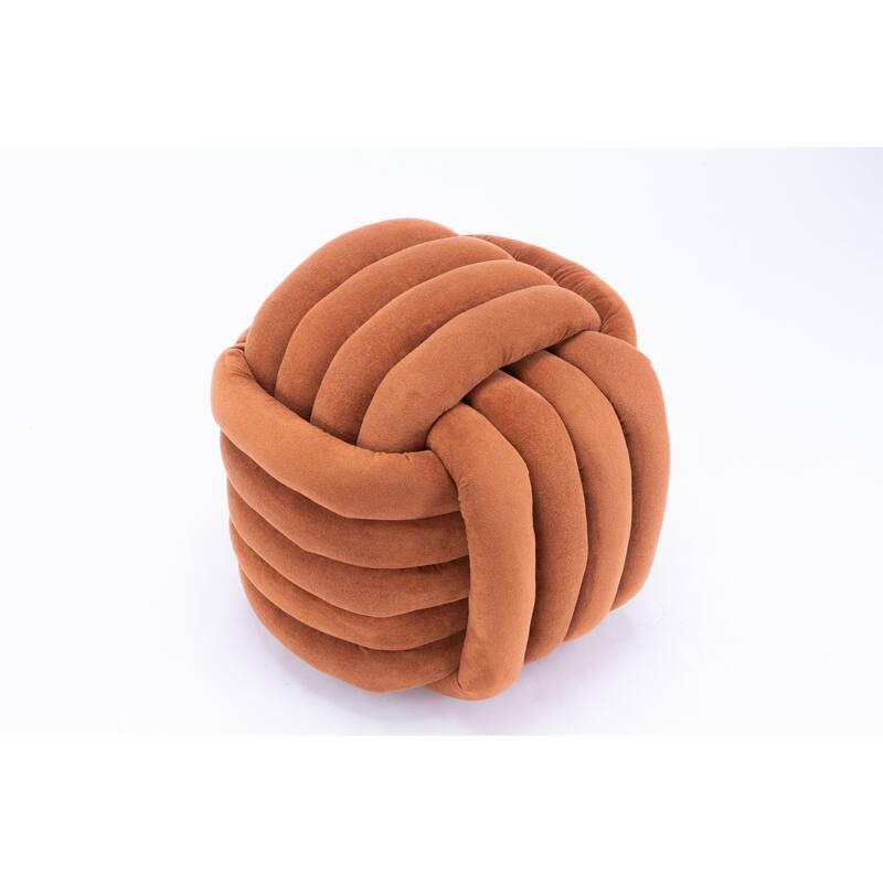 060Chenille Fabric Modern Knot Design Ottoman Makeup Stool Footstool, Comfortable and Stylish Seat for Living Room, Bedroom,