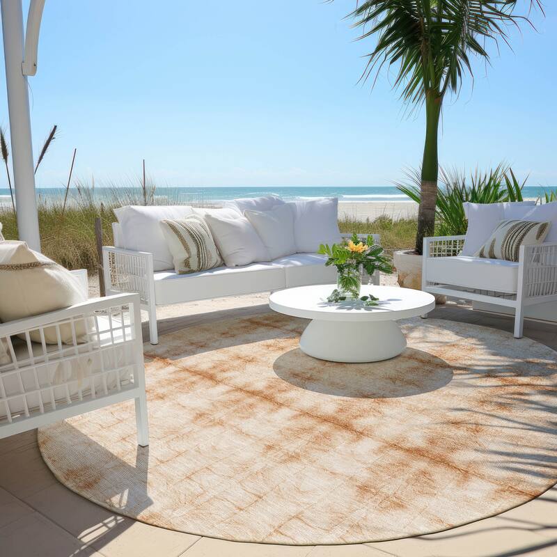 Machine Washable Indoor/ Outdoor Chantille Boho Ombre Rug - Salmon - 8' x 8'