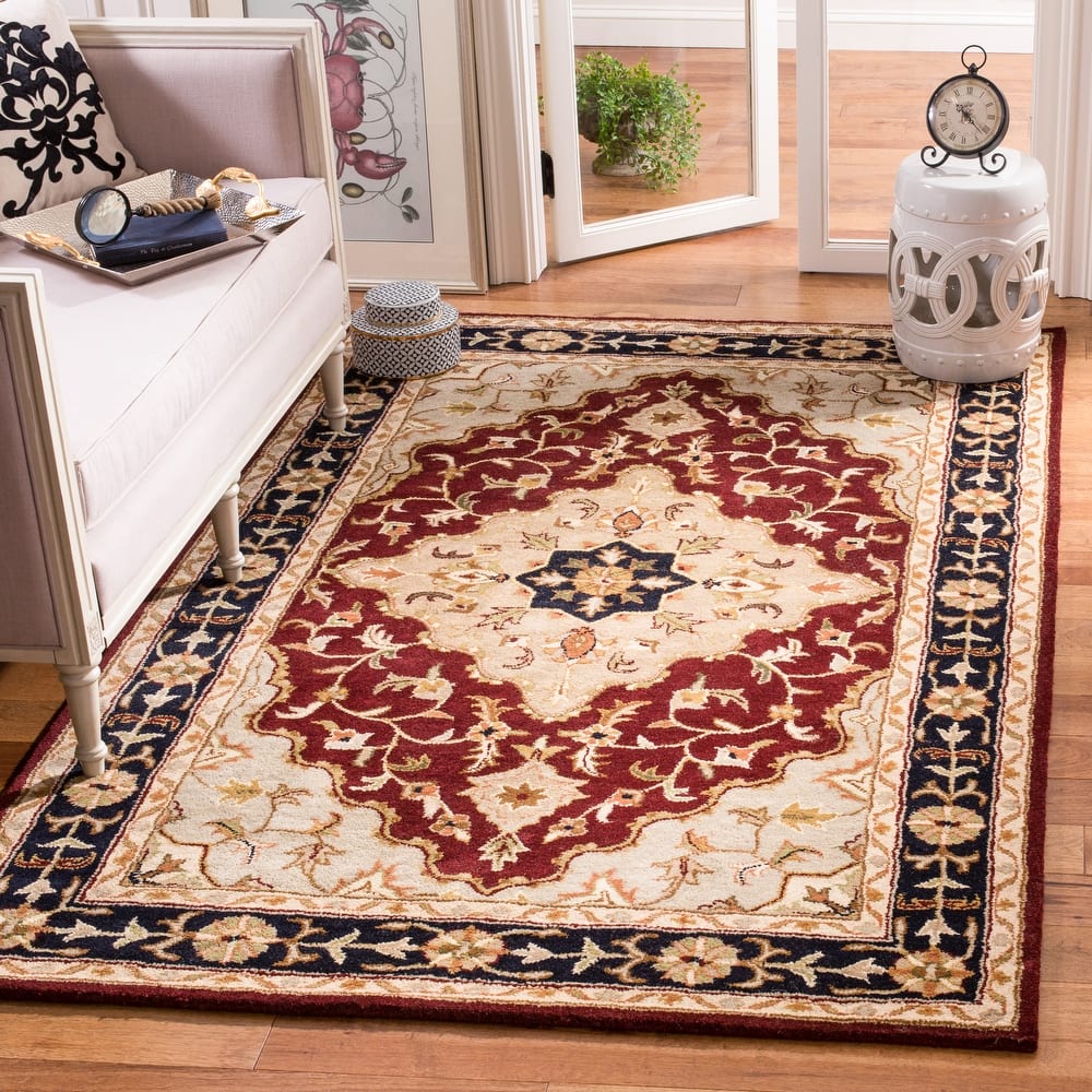 SAFAVIEH Handmade Heritage Harmony Stripe Traditional Oriental Wool Rug
