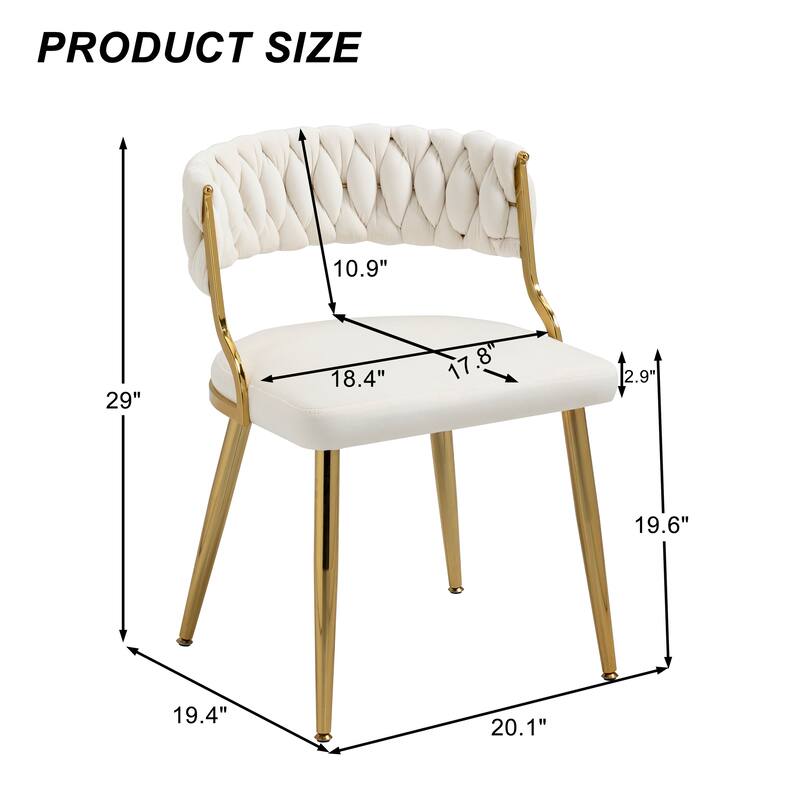 Set of 2 Velvet Dining Chair with Golden Metal Legs