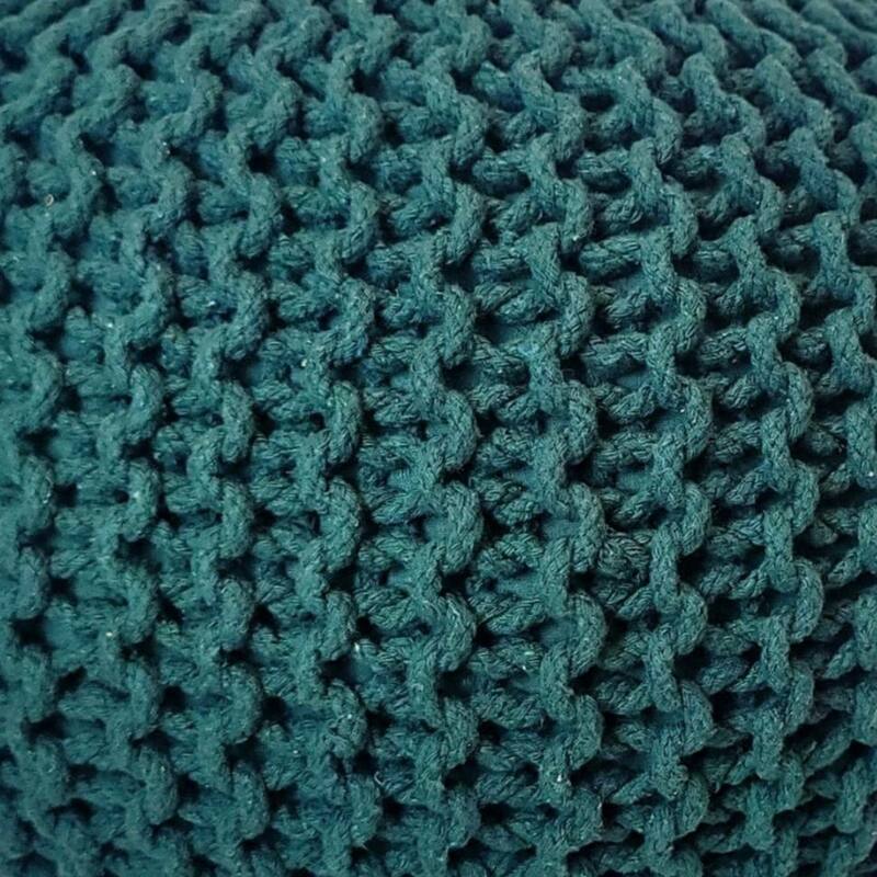 AANNY Designs Lychee Knitted Cotton Round Pouf Ottoman