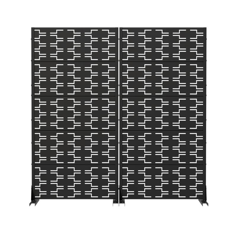 Outdoor Privacy Screen Metal Screen Fence Panel Set of 2
