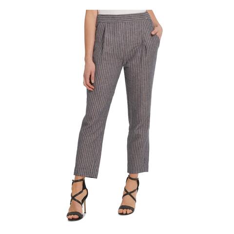 DKNY Womens Navy Pinstripe Straight leg Wear To Work Pants Size 12