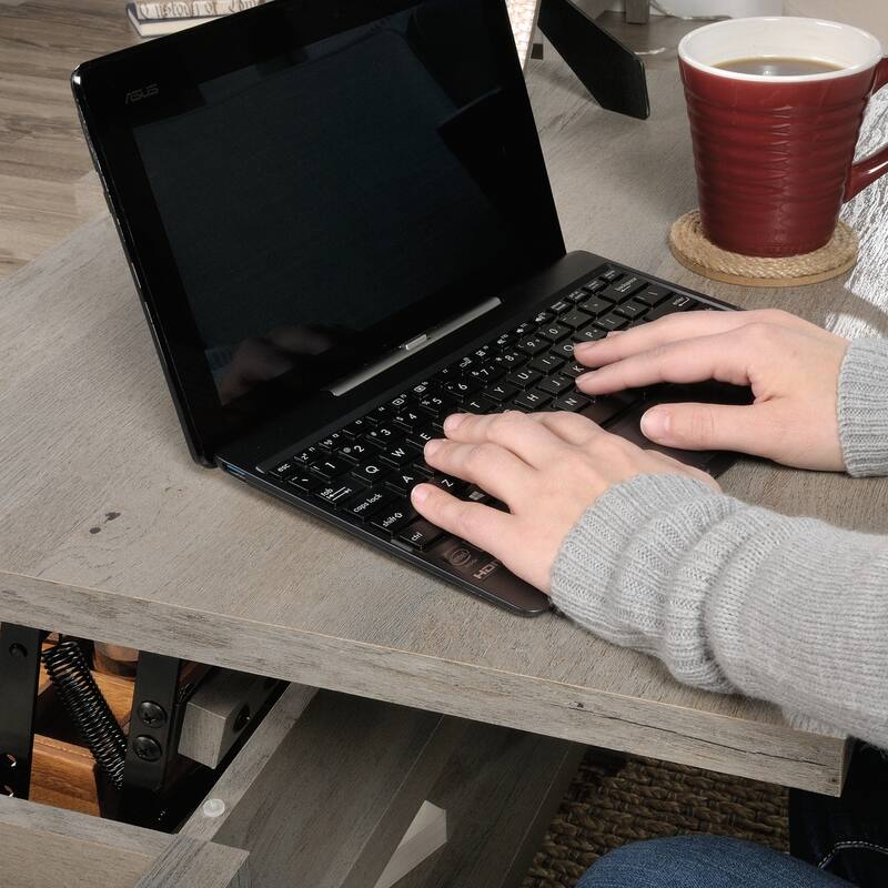 Wood Lift-Top Coffee Table with Hidden Storage, Brown - 42.56" L x 19.02" W x 18.98" H