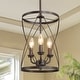 preview thumbnail 9 of 8, Farmhouse Rustic 1-Light Cage Cylinder Pendant Light for Kitchen Island - W 9.1"x H 24.4"