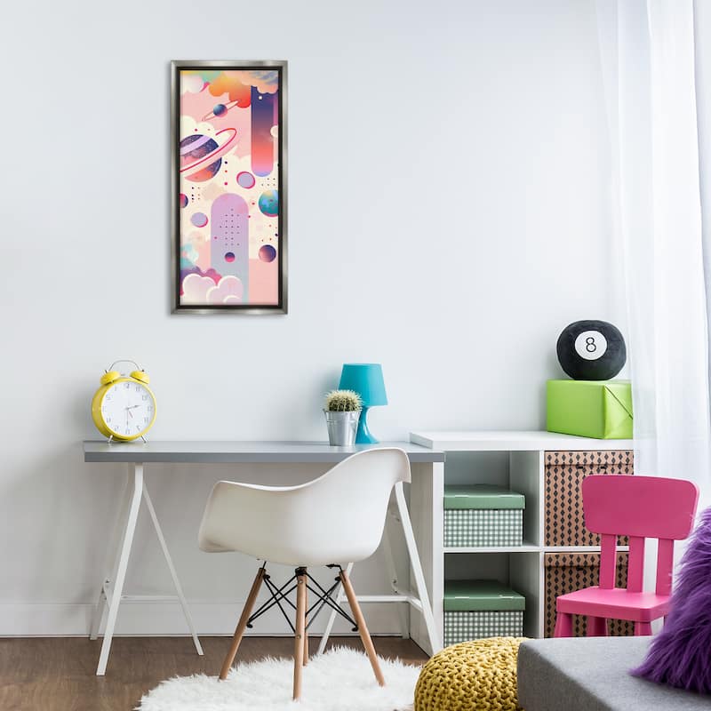 Stupell Surreal Geometric Planets Scene Framed Floater Canvas Wall Art Design By Wumples