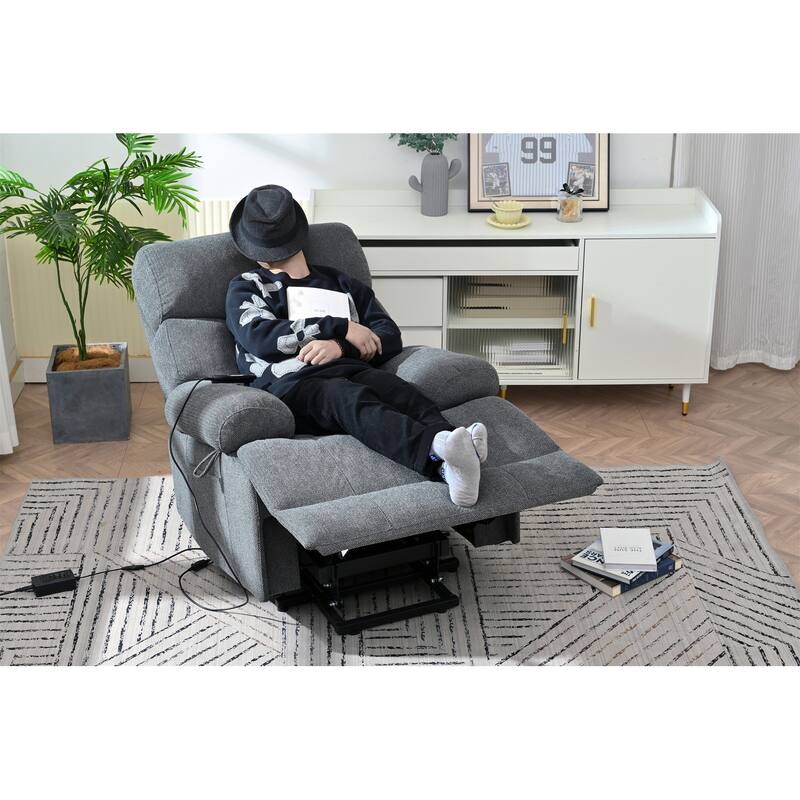 Oversized Power Lift Recliner Chair For Elderly,Reclining Sofa Chair With Remote Control,Side Pocket,Spacious Seat