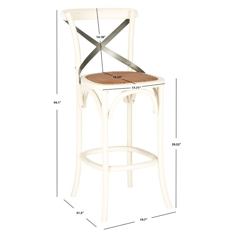 SAFAVIEH Azisa 30-inch x-Back Antique White Bar Stool - 20Wx21Dx44H