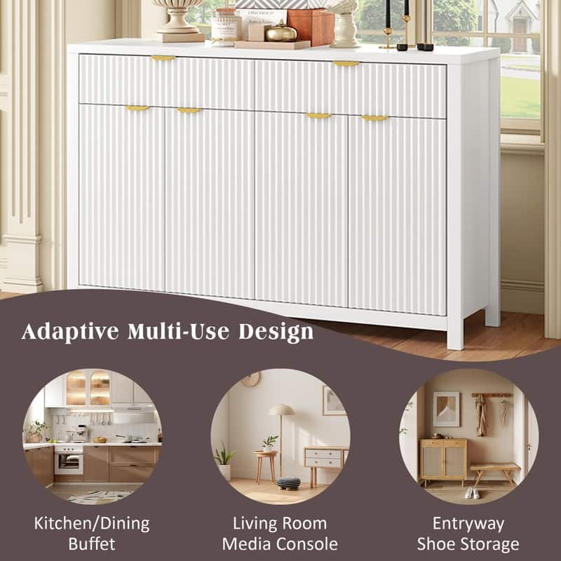 55.1" Modern Sideboard Cabinet with Adjustable Shelves and Aluminum Handles for Stylish Home Storage Solutions