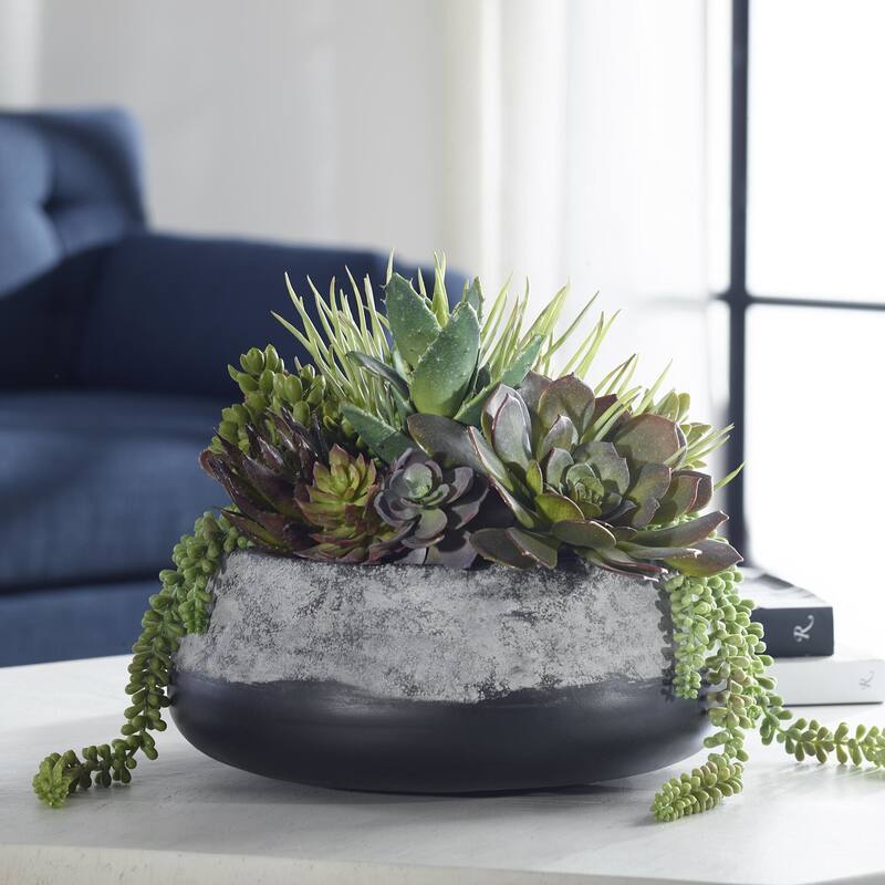 Uttermost 60214 Yuma 13" Tall Cement Faux Flora Planter