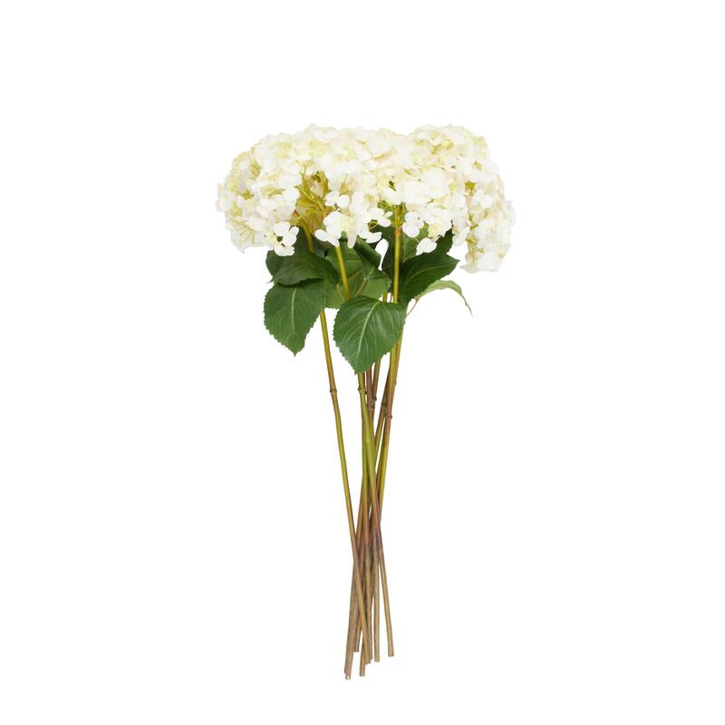White Faux Foliage Tall Hydrangea Artificial Flower Stem (Set of 8)