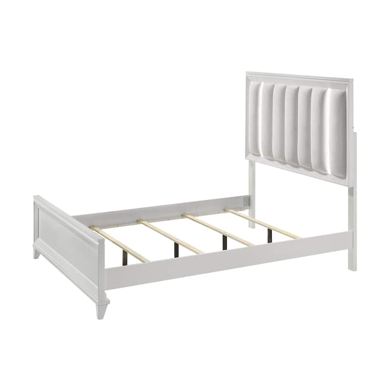 Denissa 6 Piece White Upholstered LED Panel Bedroom Set
