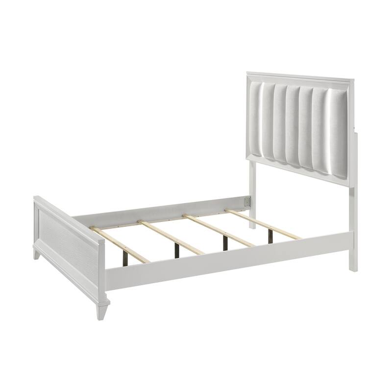 Etti White LED Upholstered Panel Bed