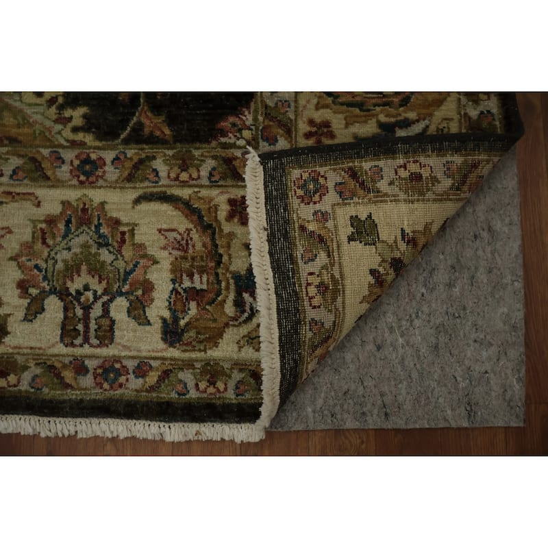 Hand Knotted Oriental 100% Wool Carpet Traditional All-Over Black Peshawar Area Rug - 9' 0'' X 6' 2''