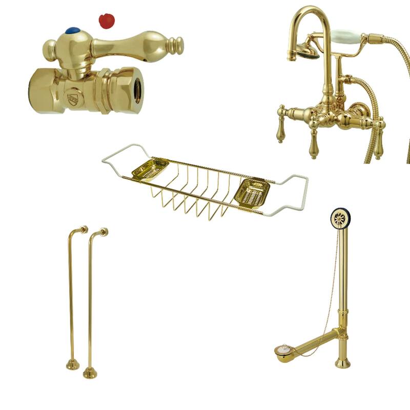 Kingston Brass Vintage Free Standing Clawfoot Tub Filler with 1.8 GPM - Polished Brass - Polished Brass
