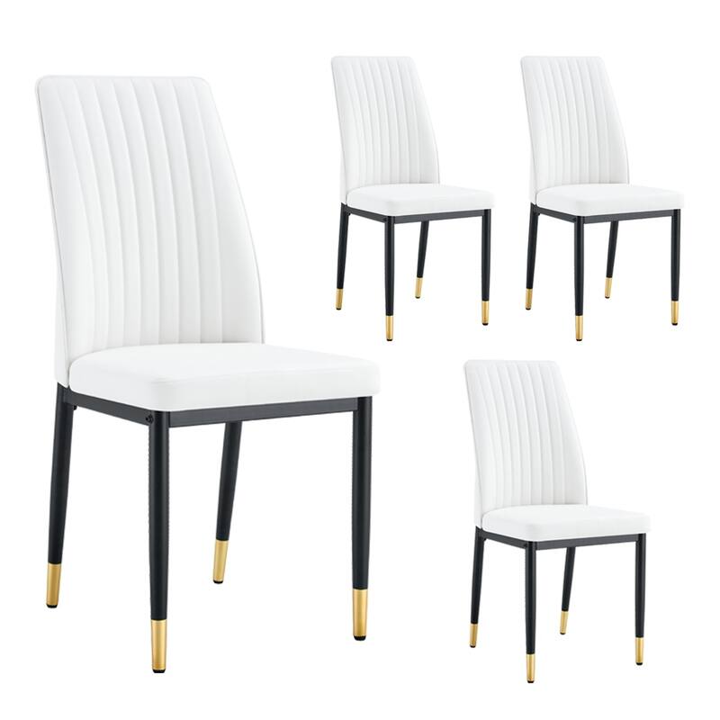 Faux Leather Dining Chairs Set of 4, Upholstered Dining Room Chairs with Metal Legs, Modern Side Chairs for Dining Room, Kitchen