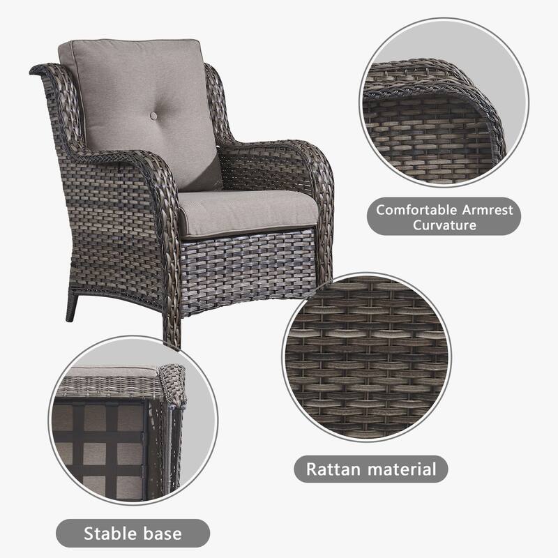 Gymojoy 5-Piece Outdoor Patio Sofa Chair with Ottoman Furniture Set