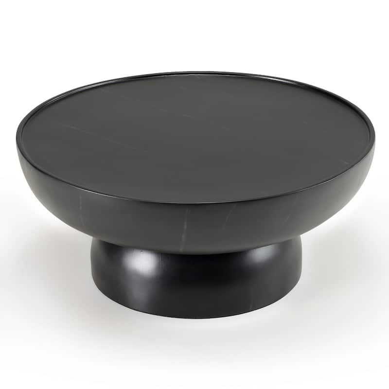Modrest Akron Modern Black & White Faux Marble Round Coffee Table