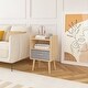 preview thumbnail 20 of 18, Kids Wood Side Table Nightstand With Fabric Drawer and 2-Tier Shelf,Oak