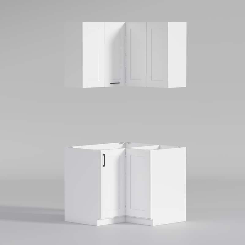 Modular White Kitchen Cabinet Set Customizable Base and Wall Cabinets Pantry Storage and DIY Countertop Design(Without desktop)