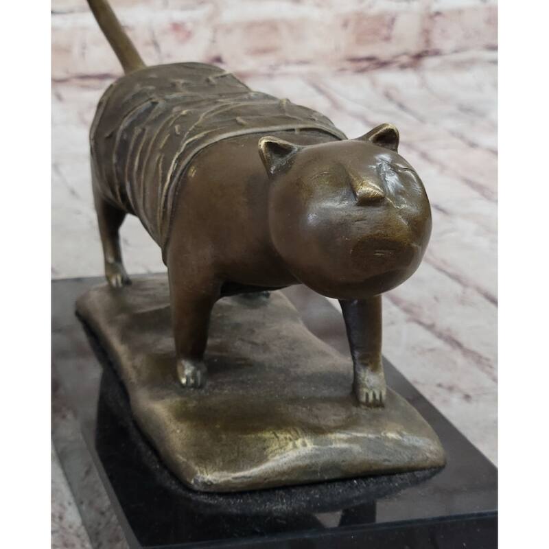 Fernando Botero Skinny Imitative Cat Bronze Abstract Modern Art Sculpture Statue Decor 7 Inches X 11 Inches