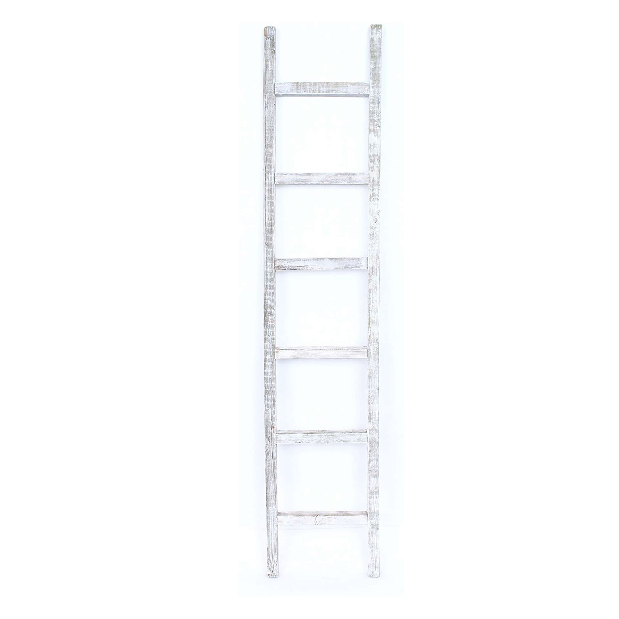 White washed shop ladder shelf