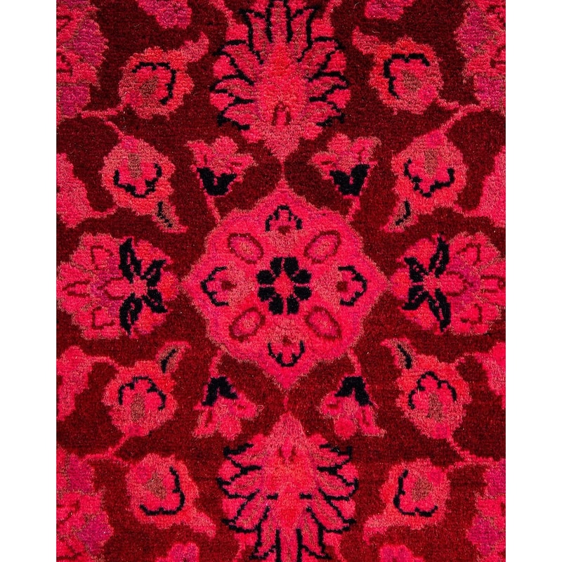 Overton Hand Knotted Wool Vintage Inspired Modern Contemporary Overdyed Pink Area Rug - 4' 2" x 6' 4"