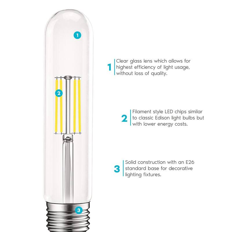 Luxrite Edison T9 LED Tube Light Bulbs 60W Equivalent 5000K Bright White 550 Lumens Dimmable 5W UL Listed E26 6 Pack