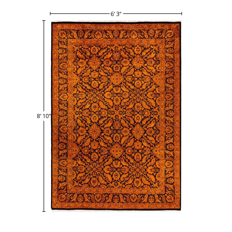 Overdyed, One-of-a-Kind Hand-Knotted Area Rug - Orange - 6' 3" x 8' 10"