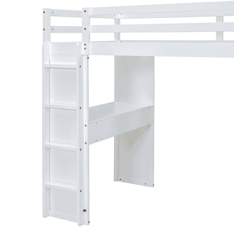 Loft Bed with large shelves, writing desk and LED Light